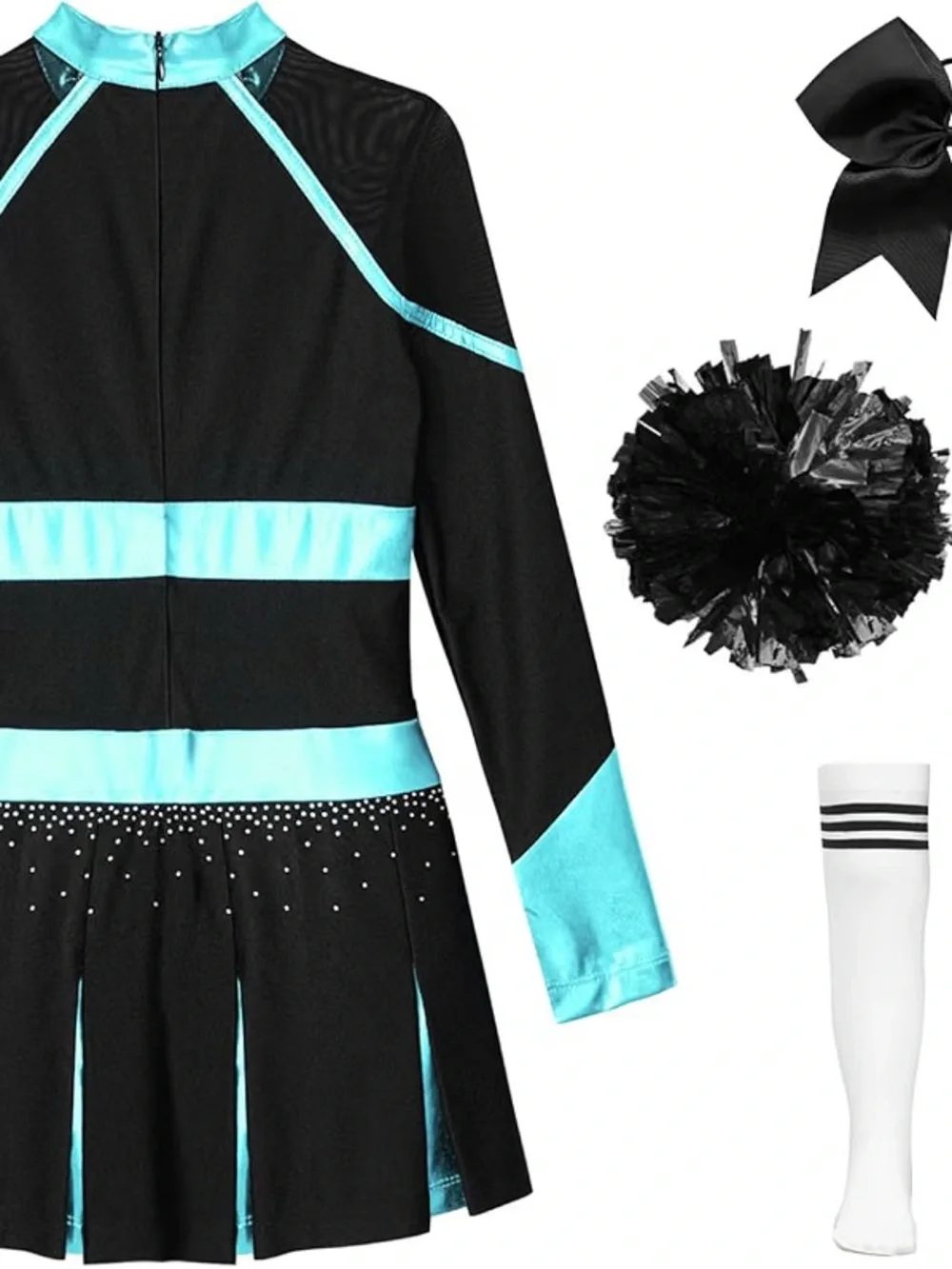 New  Kids Girls Cheer Leader Costume Halloween Cheerleading Long Sleeve